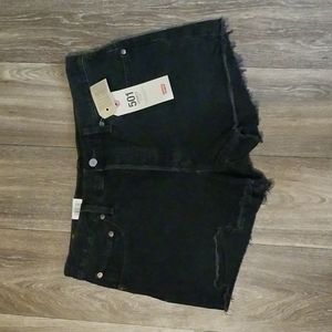 NWT Levi's 501 Black Denim Shorts Raw Hem Mid Rise size 31